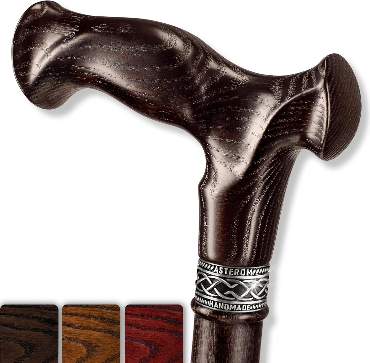 Asterom Walking Stick - Ergonomic, Handmade - Cool Walking Sticks for Men