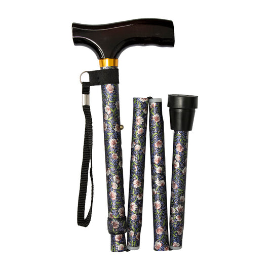 Rose Height Adjustable Folding Cane with Crutch Handle