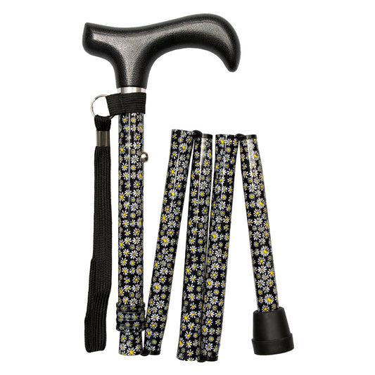 Daisies Height-Adjustable Folding Walking Stick